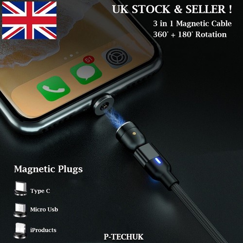 2025 540° 3 in 1 Rotating Magnetic Cable Magnetic Phone Charger A15 - Picture 9 of 13