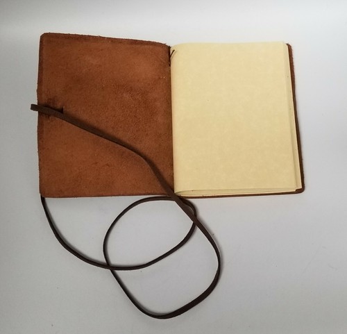 Leather Handmade Notebook Blank Journal Wrap LARP Book Of Shadows S Initial - Picture 10 of 12