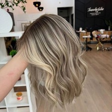 14" Blonde Brown Human Hair 13x4 Lace Front Short Wave Wigs for Women