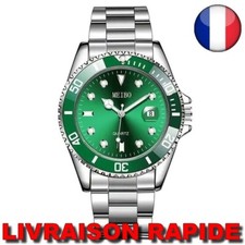 Montre Quartz Homme Sport Calendrier Verte Bijoux Mode Cadeau Acier Innoxydable
