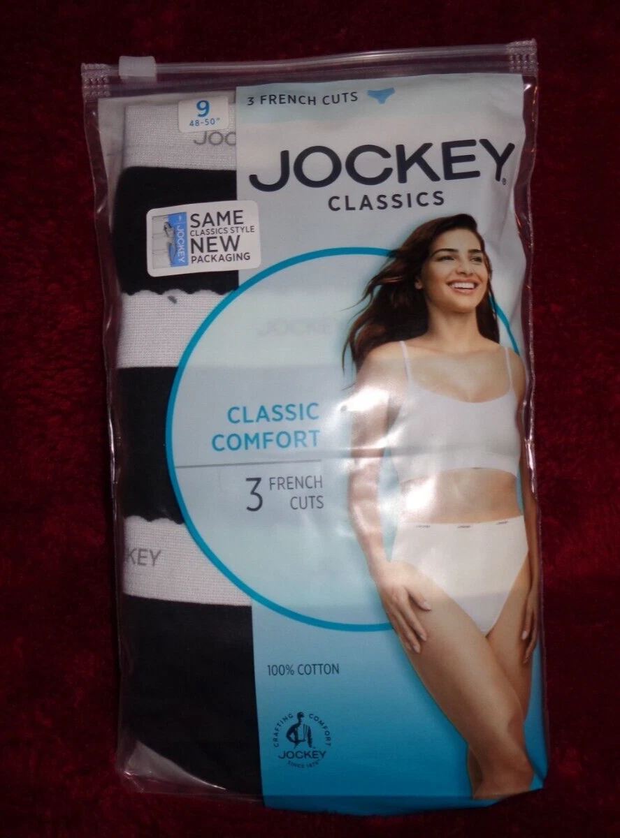 WOMEN'S SIZE 9 JOCKEY CLASSIC FRENCH HI-CUT BLACK 3-PACK UNDERWEAR