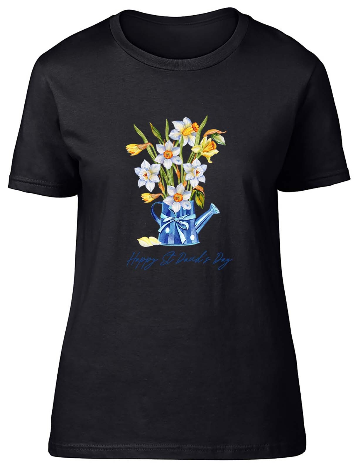 Happy St David's Day T-Shirt Womens Welsh Wales Daffodil Cymru Ladies Gift Tee