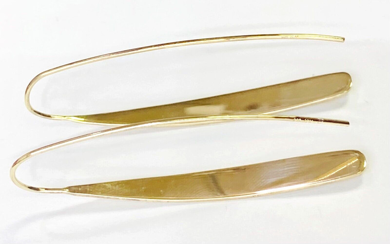 QVC Silver Style 18K Yellow Sterling Curved Bar Linear Earrings