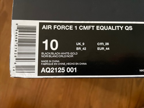 Nike Air Force 1 Low CMFT Equality Black History Month AQ2125 001 Mens Size 10 - Picture 4 of 4