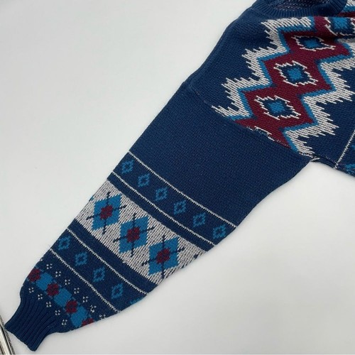 Vintage Sweater Grandpa Dad Nerd Grunge Retro Blue Argyle 90s Classic Geometric - Picture 14 of 15