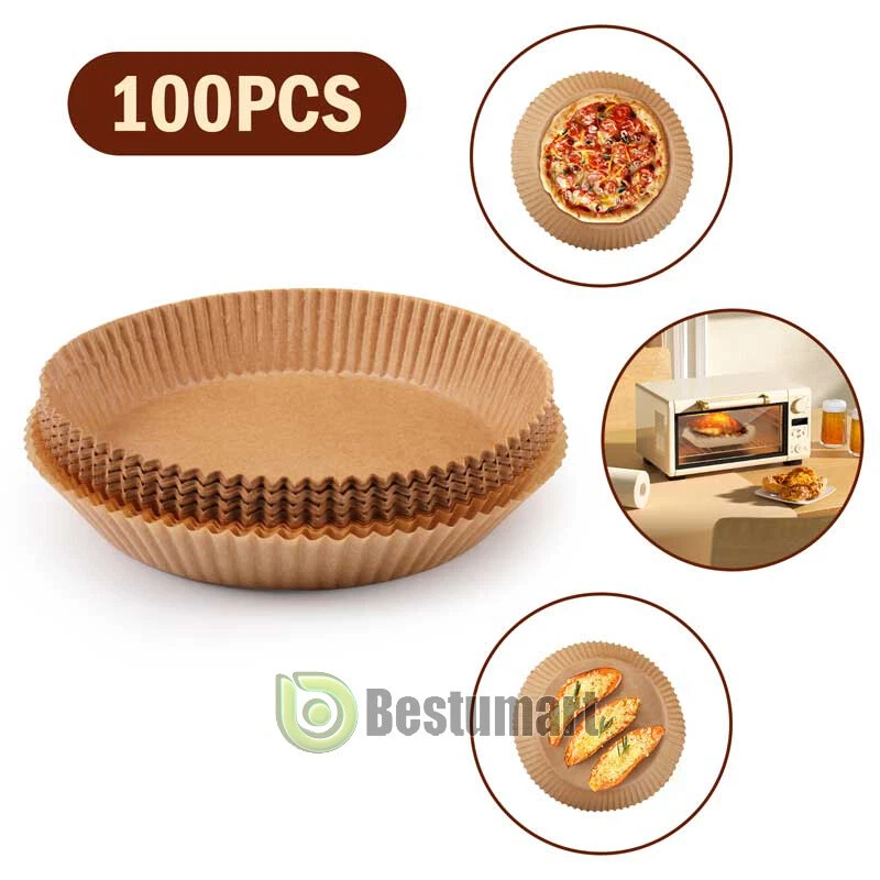 Air Fryer Liners 100/200 pcs Disposable Round Baking Paper Liner Non Stick Food
