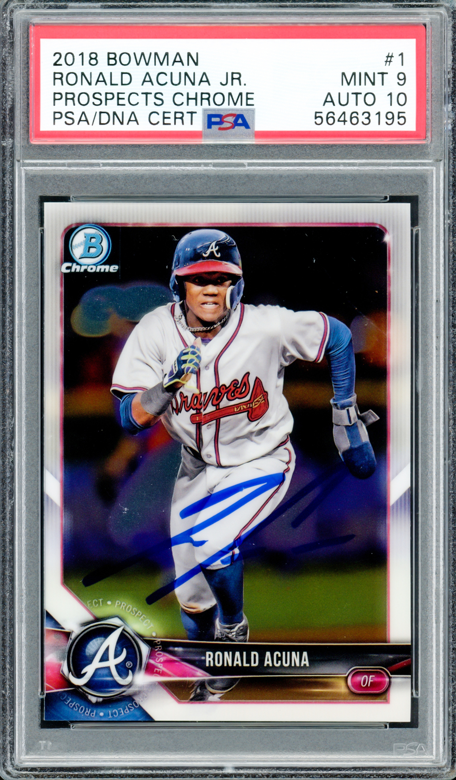 Ronald Acuna Jr. 2018 Bowman Chrome RC PSA 9 Gem 10 Auto PSA/DNA 56463195