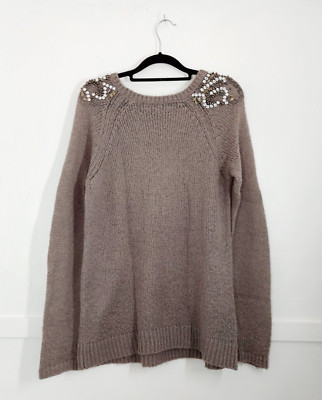 NEXT - Langarm-Pullover Größe 12 Mohair-Mischung verzierte Schultern - Winter