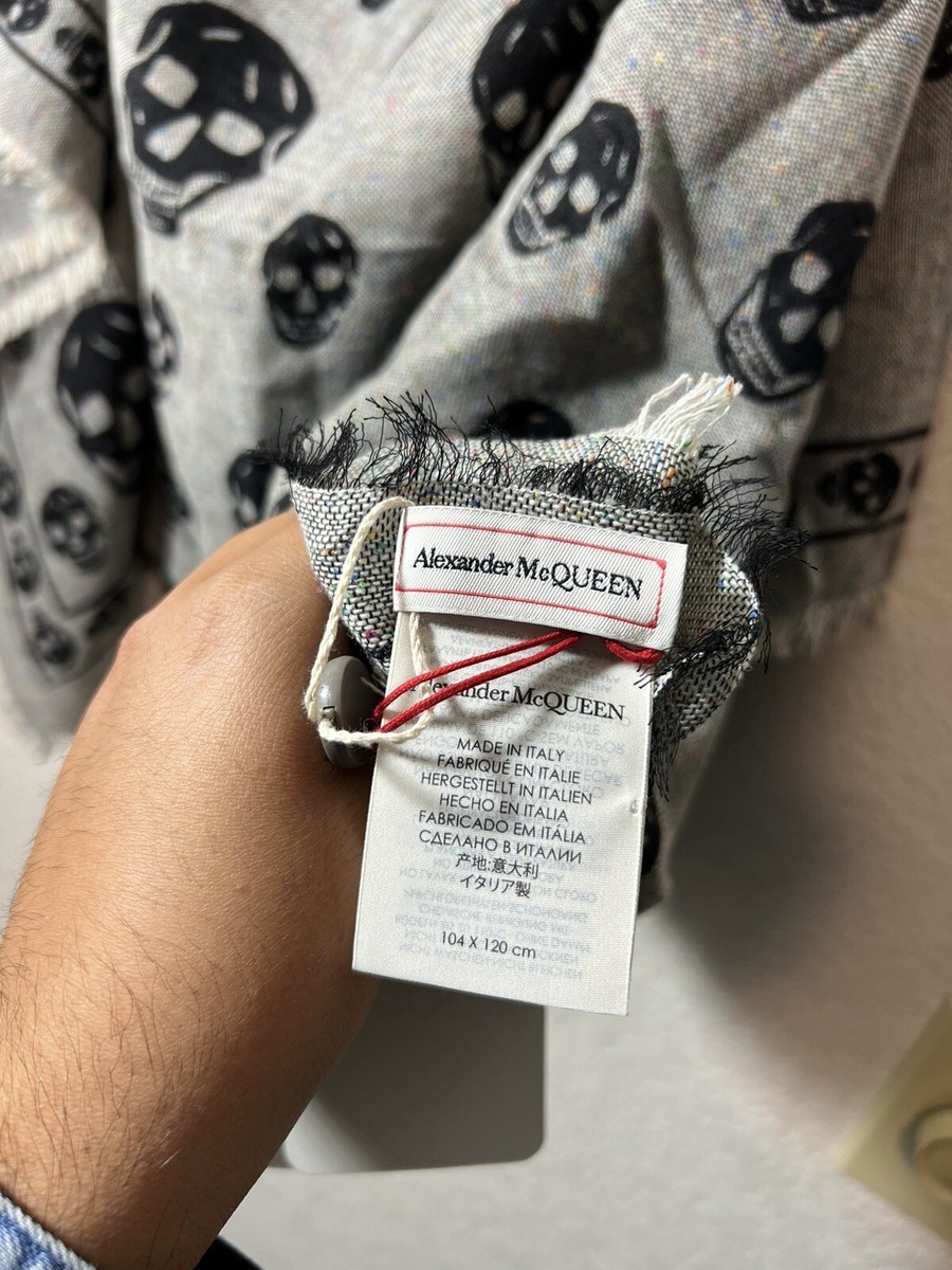 alexander mcqueen グレー　スカーフ Alexander McQueen Grey and Black Skull Wool Blend Scarf | eBay