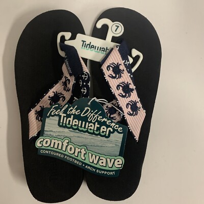 Tidewater Womens Boardwalk Flip Flop Sandals, Black/Pink US