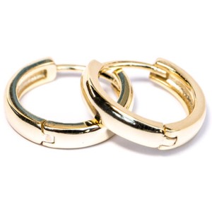 Authentic Men's 14k Gold Plated Hoop 925 Sterling Silver Post Huggie Hoops Clip Earrings