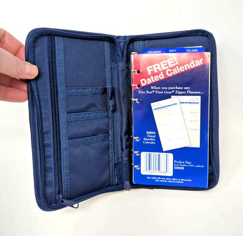 Vintage Mead Five Star Pocket Professional Zipper Planner 9 x 5 in Blue 50838 - Picture 2 of 4
