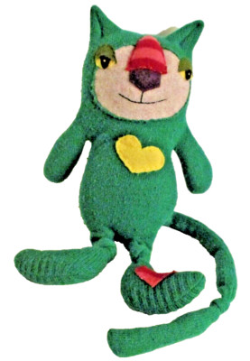 Banana Republic Green Plush Cat With Hearts Merino Wool 18'' (SKU# 2404)