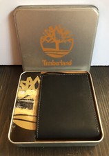 Timberland Men's Genuine Leather Credit Card Id Billfold Wallet Black New