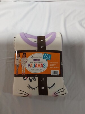 MEMBERS MARK 4 PIECE GIRLS FAVORITE PAJAMAS WITH CAT DESIGNS 2T