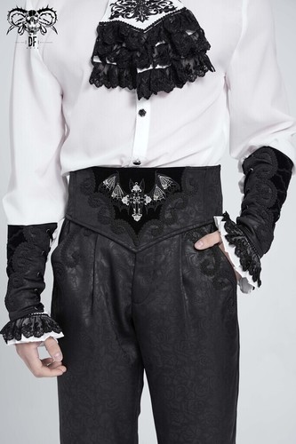 Devil Fashion Men Black Vintage Goth Irregular Spider Jacquard Girdle Retro Belt - Picture 9 of 21