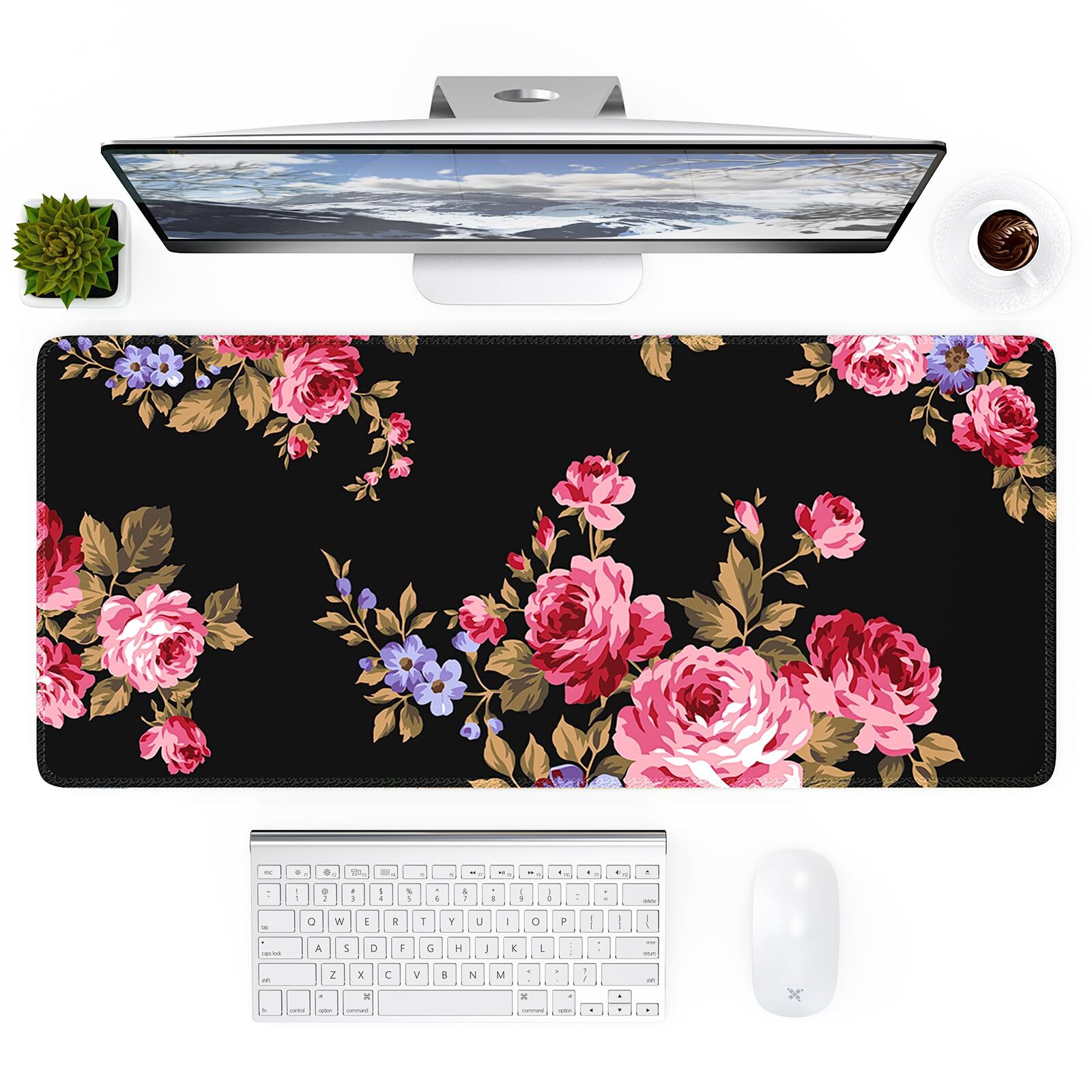 Desk Mat Gaming Mouse Pad Large XXL Desk Pad Mat with Non-Slip Base Pretty De...-image