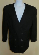 Vintage CHRISTIAN DIOR Separates Double Breast Black Blazer Ladies Sz 14 Wool