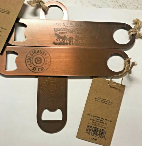 Levi's Stainless Steel Bottle Opener Copper Finish Llavero - Picture 6 of 7