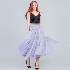 Tulle Skirt multiple layers luxurious feel one size elastic waist womens purple