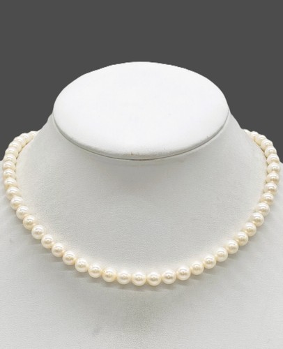 Akoya pearl necklace,size 6.5mm-6.8mm, silver fittings, 26.7g, genuine pearl