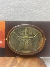 Marlboro Longhorn Brass Belt Buckle Cowboy Buckle Vintage 1980's  New Sealed