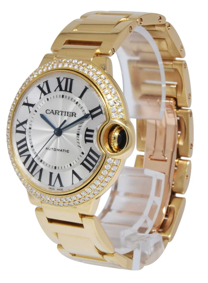 Cartier Ballon Bleu 36mm 18k Yellow Gold Diamond Bezel Watch +Box WE9004Z3 3002 - Image 3 of 4
