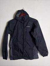 Columbia Youth Size 14/16 Black Full Zip Rain Jacket Omni Shield Vented Black
