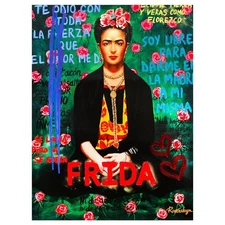 Nastya Rovenskaya- Original Mixed Media on Canvas "Frida Kahlo"