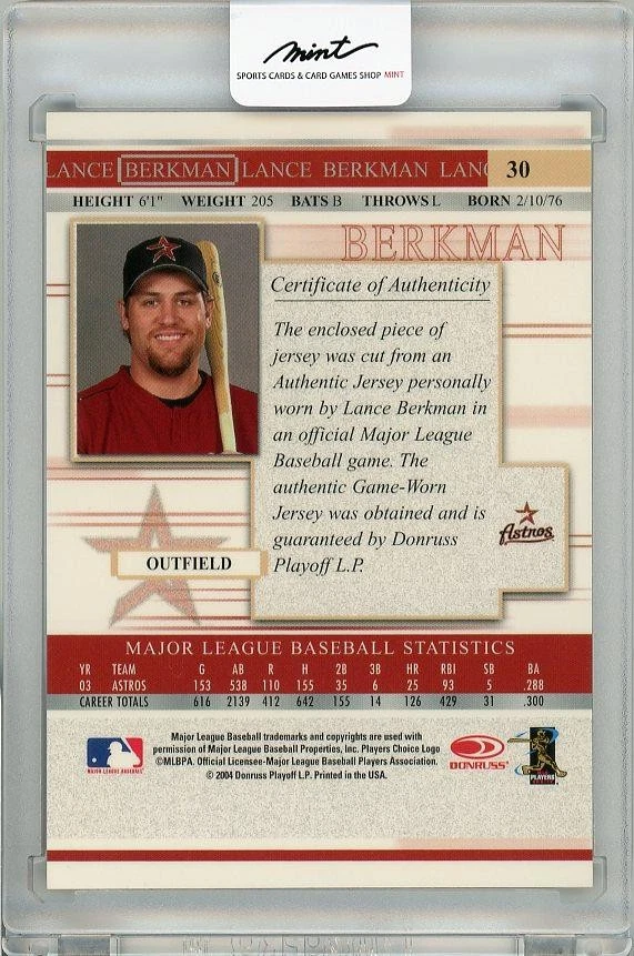 2004 Donruss Timeline Lance Berkman Game Worn Jersey - Image 2 of 2