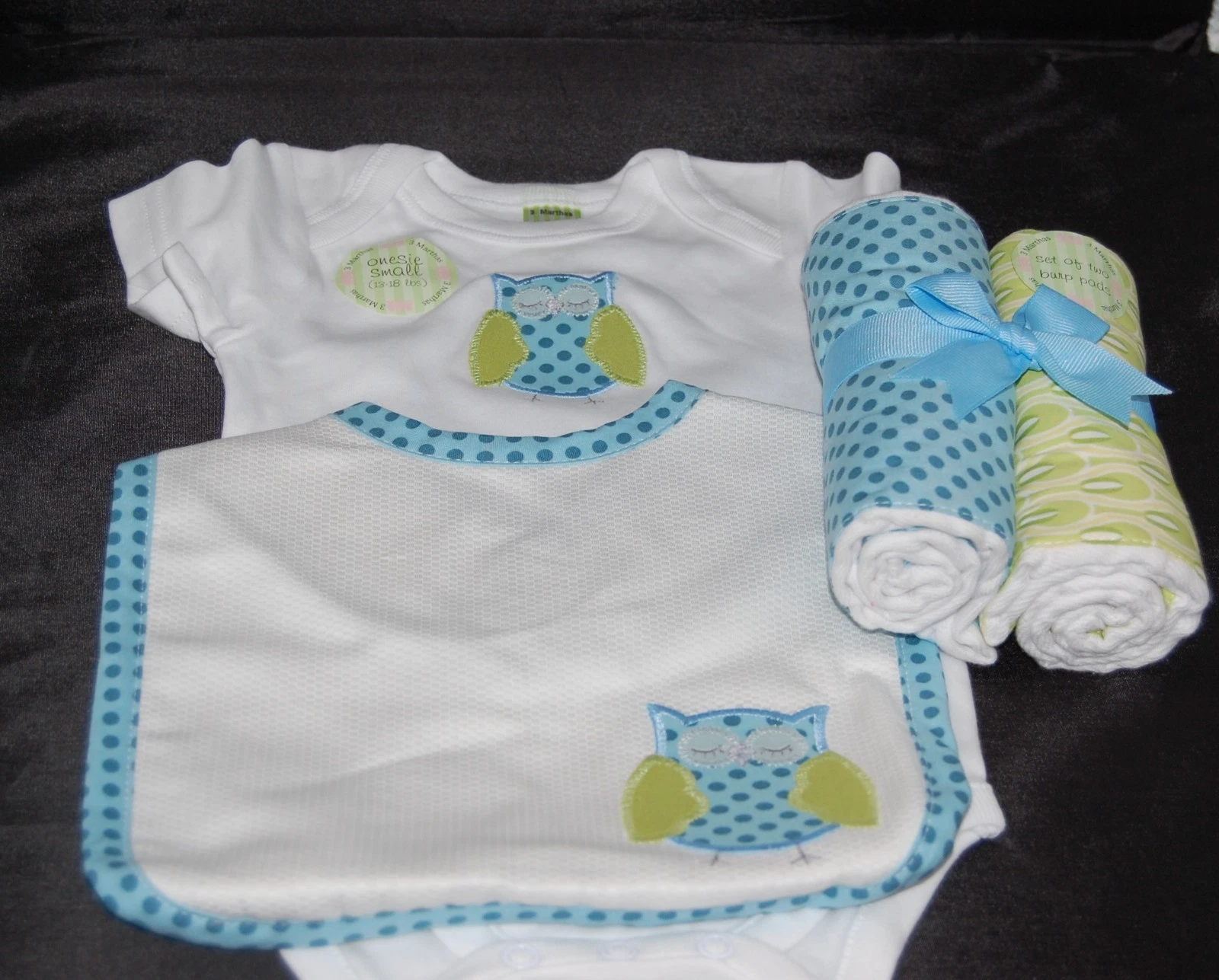 baby shirt, bib and burp pads
