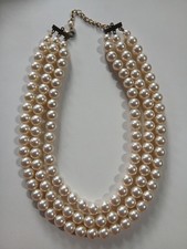 Vintage Multi Strand Faux Pearl Necklace Classic Layered Choker Elegant