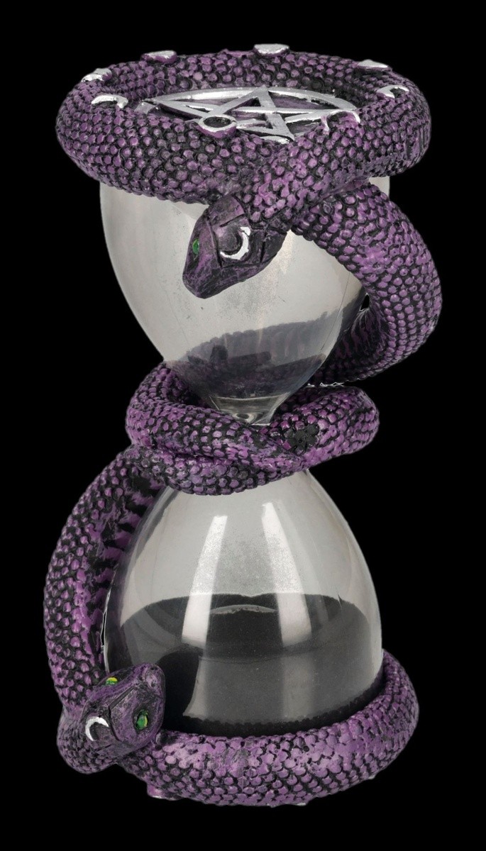 Gothic Sand Timer With Serpent & Pentagram Mystical Decor Kitchen