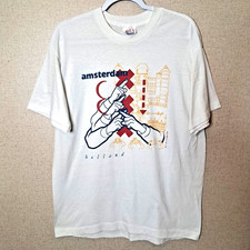 Vintage 80s Amsterdam Holland Sign Language Souvenir T-Shirt XXL White Tee Jays