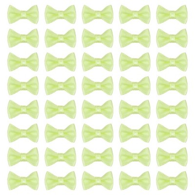 100 Pcs Mini Ribbon Bow 0.8'' Mini Fabric Ribbon Flower Bows, Light Green