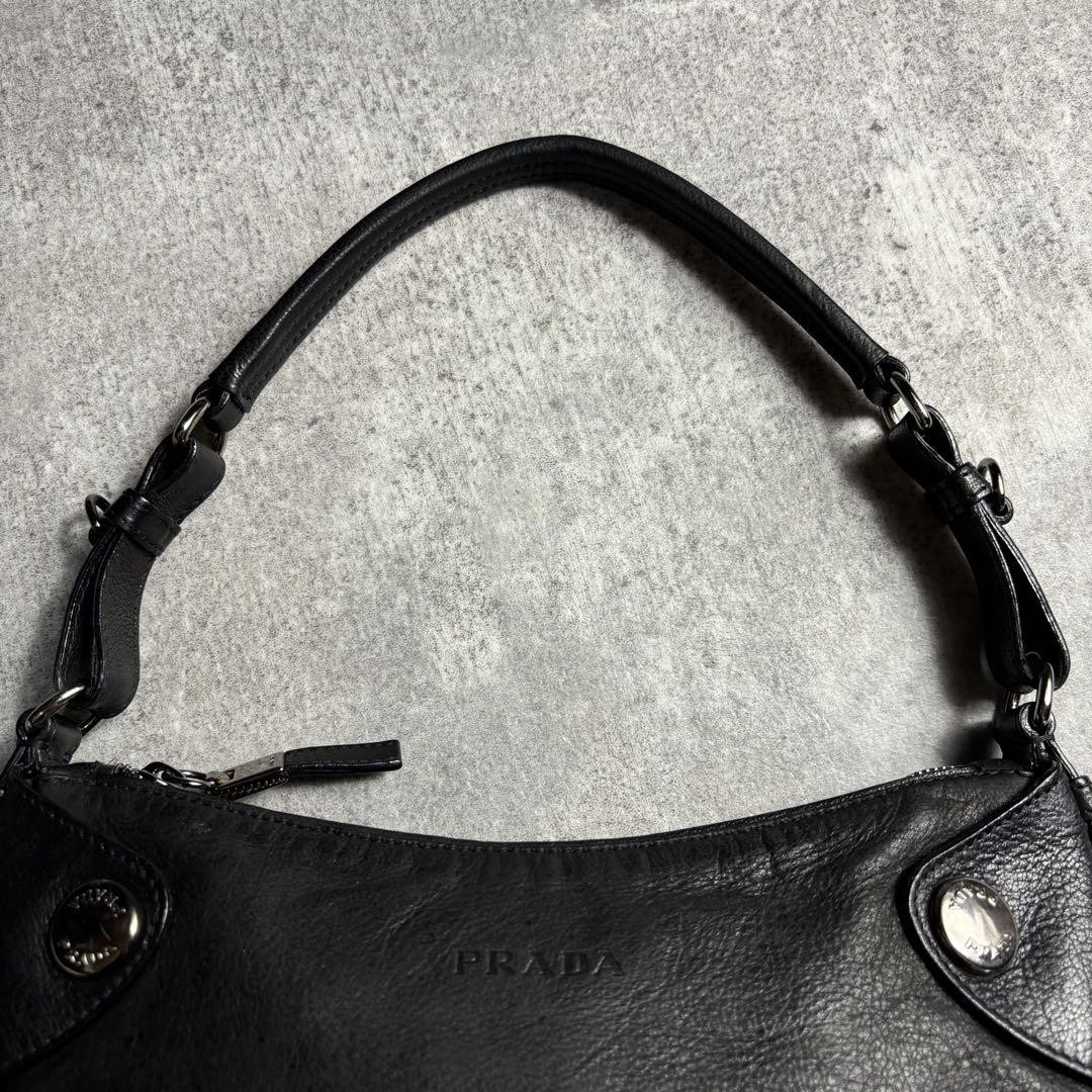 PRADA One Shoulder Leather Bag Black Archive Vintage Handbag