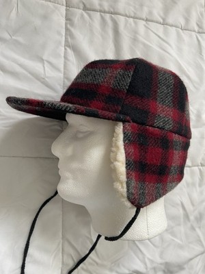 Vintage Trapper Hat Hunter Wool Red Plaid Sherpa Ear Flap Country Gentleman L