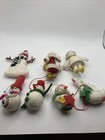 Folk Art Felt Bead Christmas Holiday Ornaments Santa Angel Snowman Lot