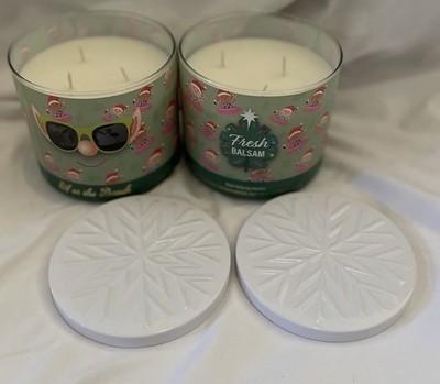 2- BATH & BODY WORKS FRESH BALSAM ELF On THE BEACH 14.5 Oz. CANDLE LOT 2  NEW