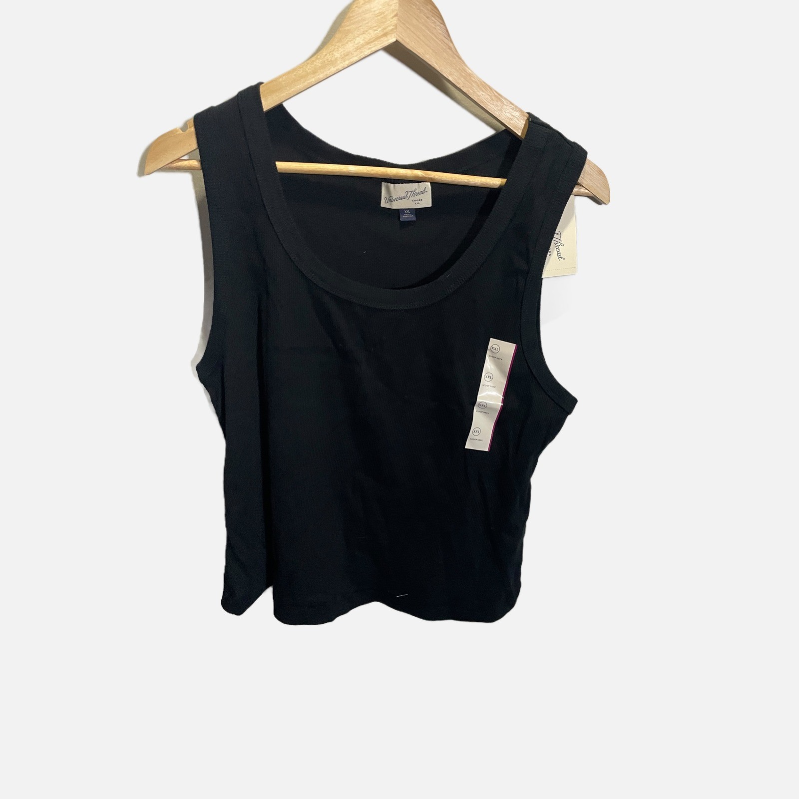 Universal Thread Womens Ribbed Scoop Neck Tank Top Black XXL New