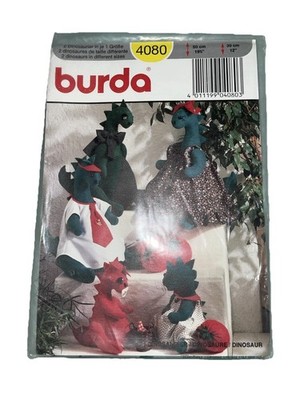 Burda 4080 Dinosaur Sewing Pattern T-Rex Stegosaurus Stuffed Animal Uncut