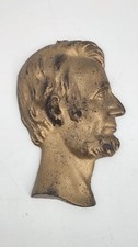 Vintage Bronze Abraham Lincoln Profile Plaque Metal Relief Wall Art Decor