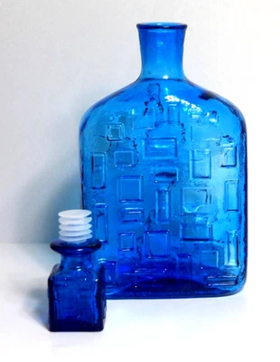 Vintage Karaffe Dekanter Fratelli Fuso (?) Blau Glas 60er 70er MCM Design Italy - Bild 1 von 4