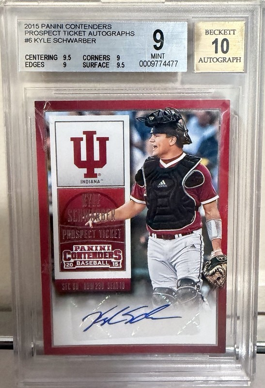 Panini 2015 Contenders Prospect Ticket Auto Kyle Schwarber #6 BGS 9 Auto 10