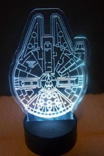 Millennium Falcon  decor Acrylic light up with stand & color changing remote, 7"
