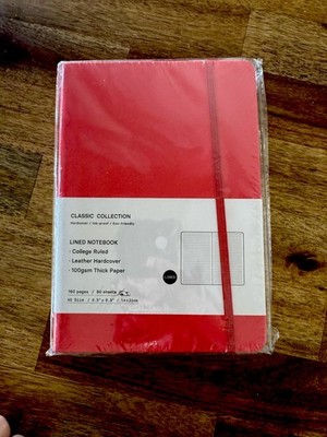 Coopay A5 Journal Notebooks Classic College Ruled Red New Nice!