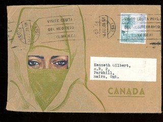 stamps cover Spain 1954 visit Ceuta Beautiful COuntry & Malikka