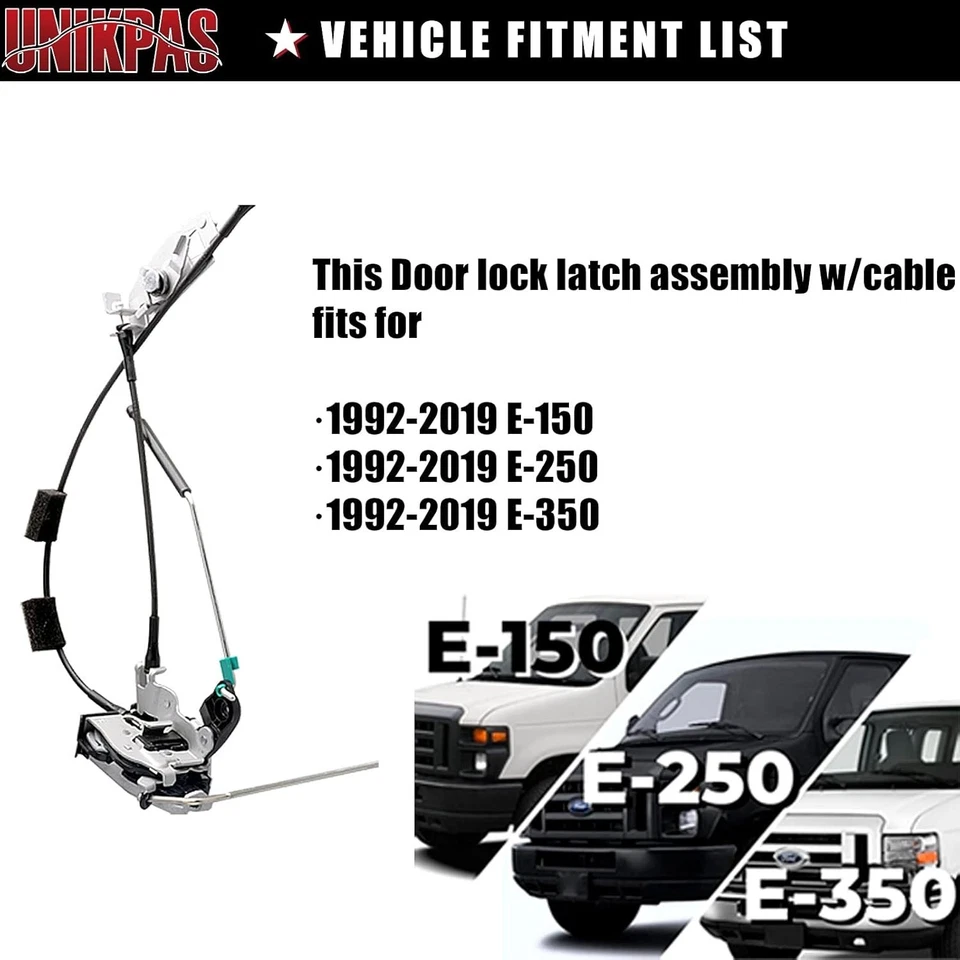 1992–2014 Ford E150 E250 E350 Rear Right Cargo Door Latch w/Cable Foto 3 de 4