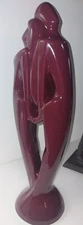 Haeger Rendezvous Lovers Pottery Statue 20" Tall Art Deco Burgundy/ Maroon