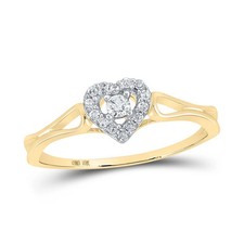 Womens Girls 10k Yellow Gold Diamond Heart Promise Ring 1/8 Cttw Genuine